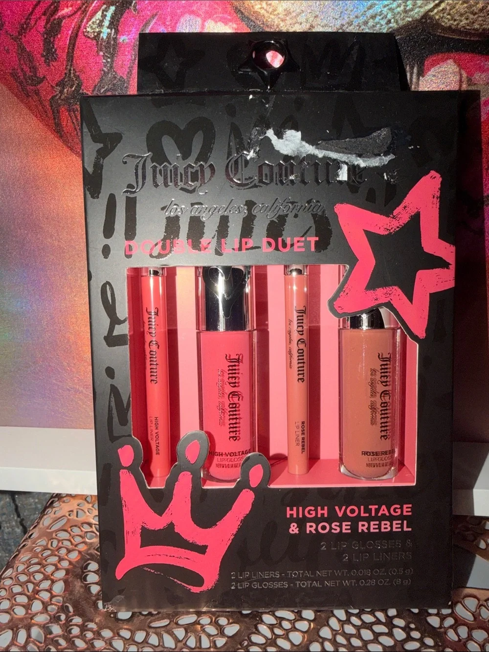 Juicy Couture Double Lip Duet 💋High Voltage Pink & Coral 🪸 Rose Rebel Shades